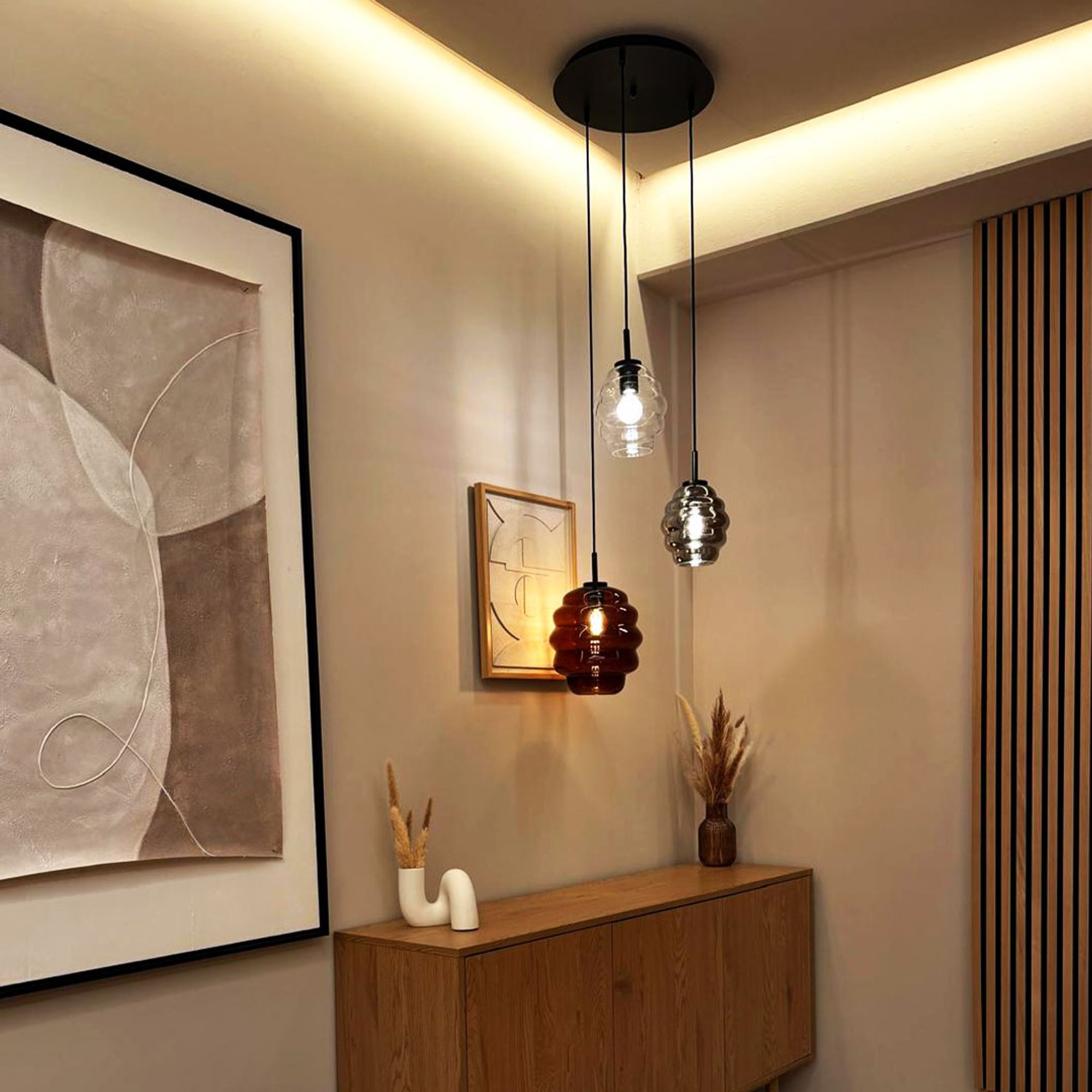 s.luce Echos Glas - Hängelampe Aufhängung 150cm Schwarz - 190369 - s.luce® - homecoming lights.