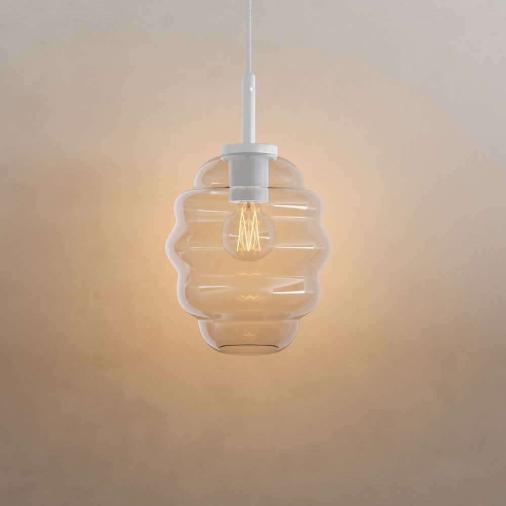 s.luce Echos Glas-Hängelampe Aufhängung 150cm Weiß
