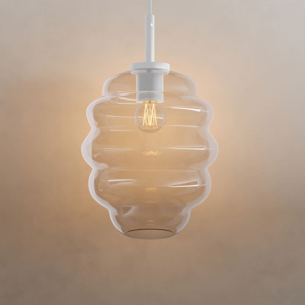 s.luce Echos Glas-Hängelampe Aufhängung 150cm Weiß