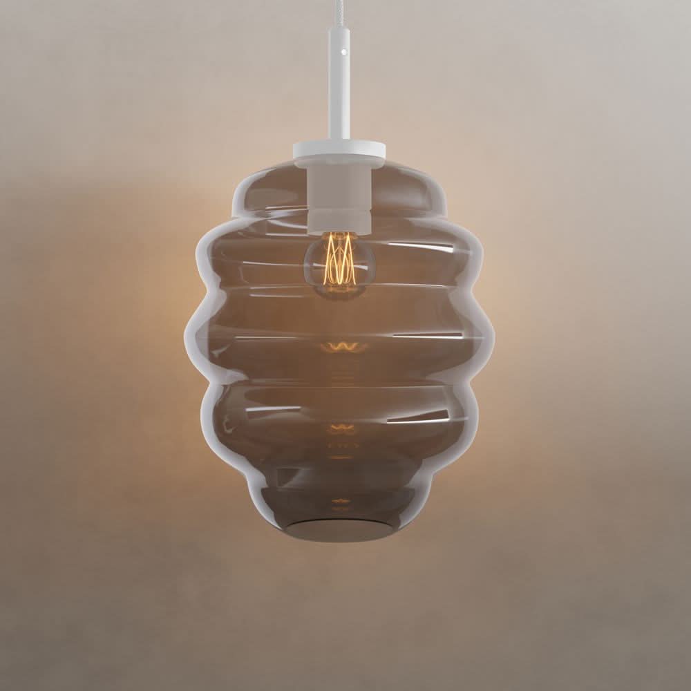 s.luce Echos Glas-Hängelampe Aufhängung 150cm Weiß