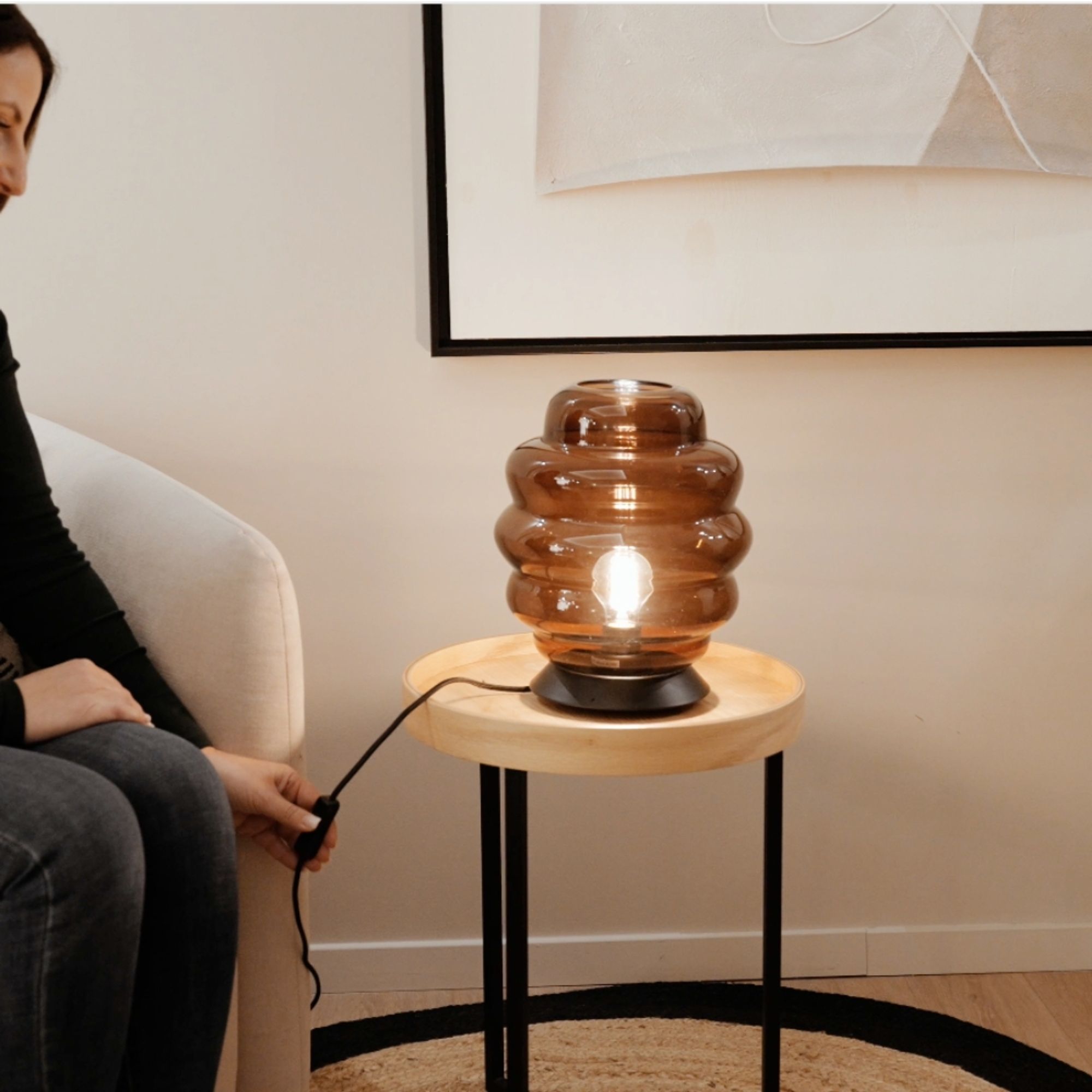 s.luce Echos glass table lamp E27 with switch