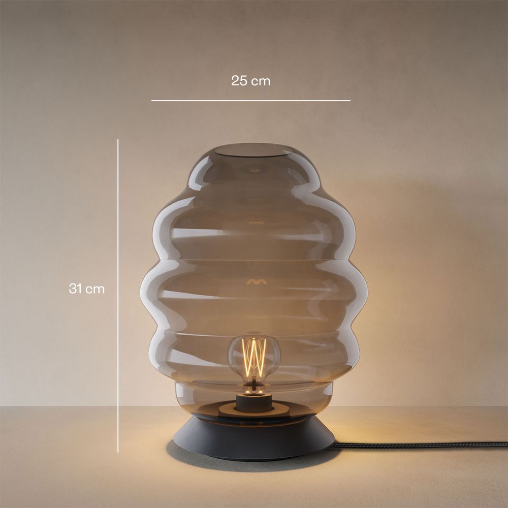 s.luce Echos Glas Tischleuchte E27 mit Schalter