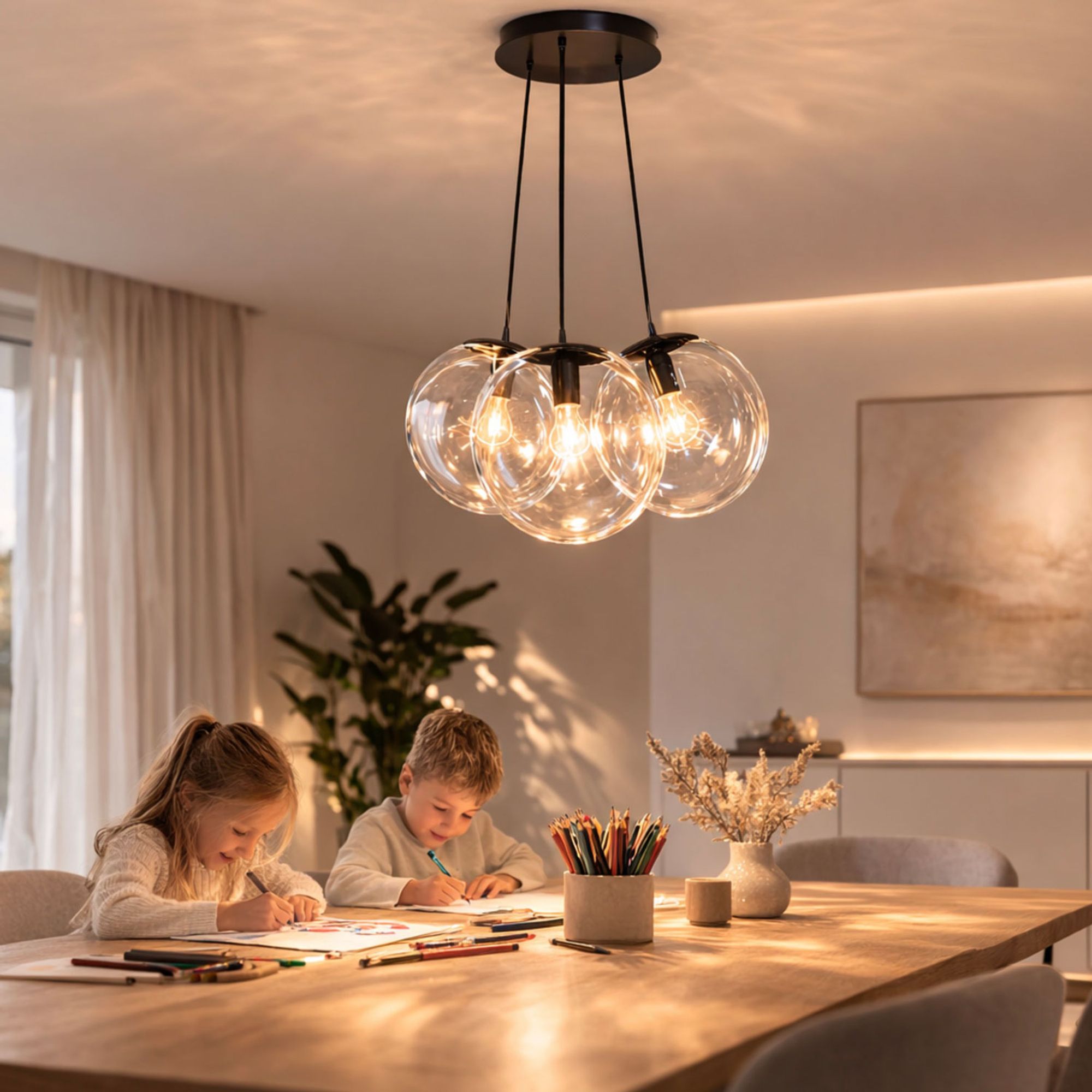 s.luce Orb Cluster Glas - Hängelampe 3 - flammig 3x20cm - 200559 - s.luce® - homecoming lights.