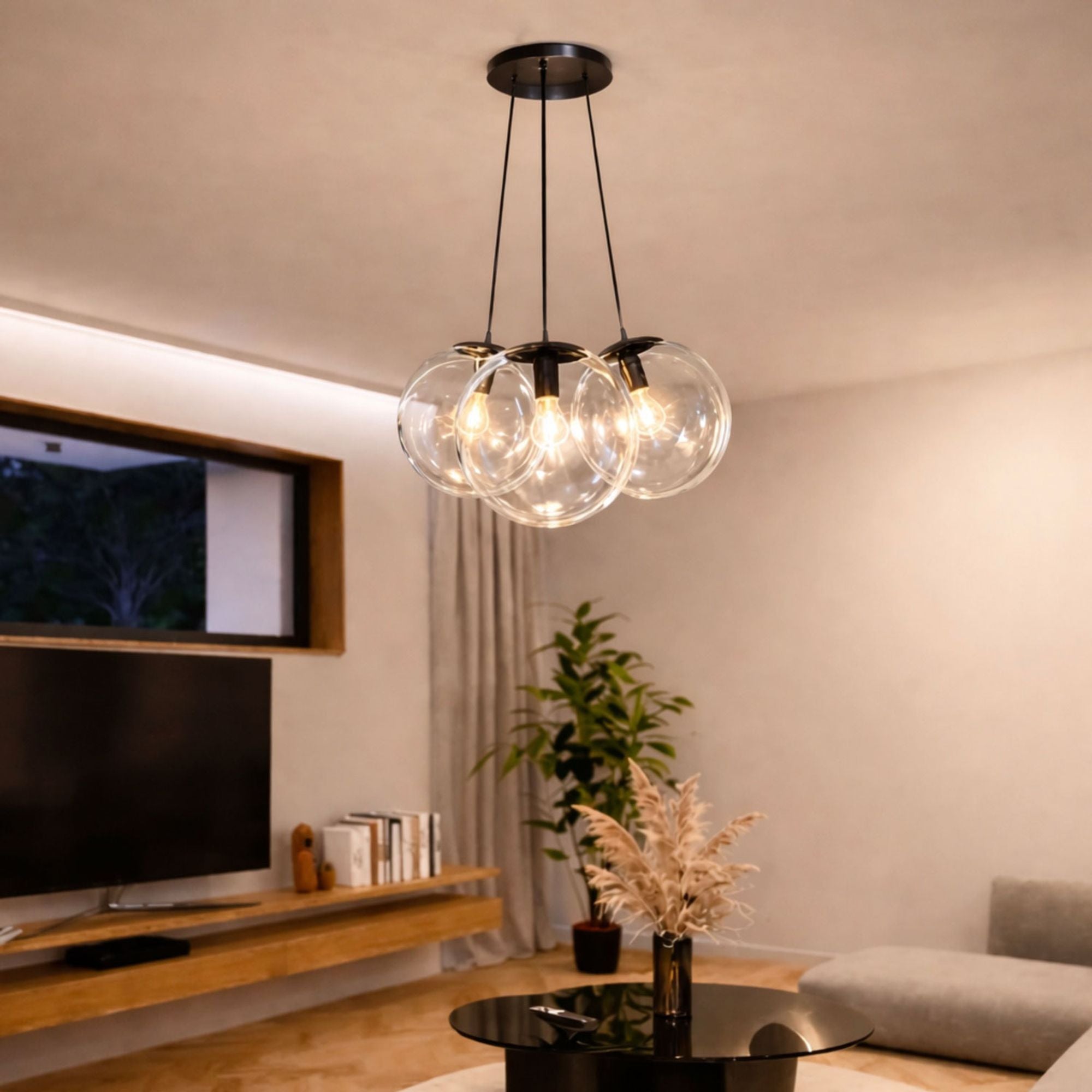 s.luce Orb Cluster Glas - Pendelleuchte 3 - flammig 3x30cm - 200610 - s.luce® - homecoming lights.