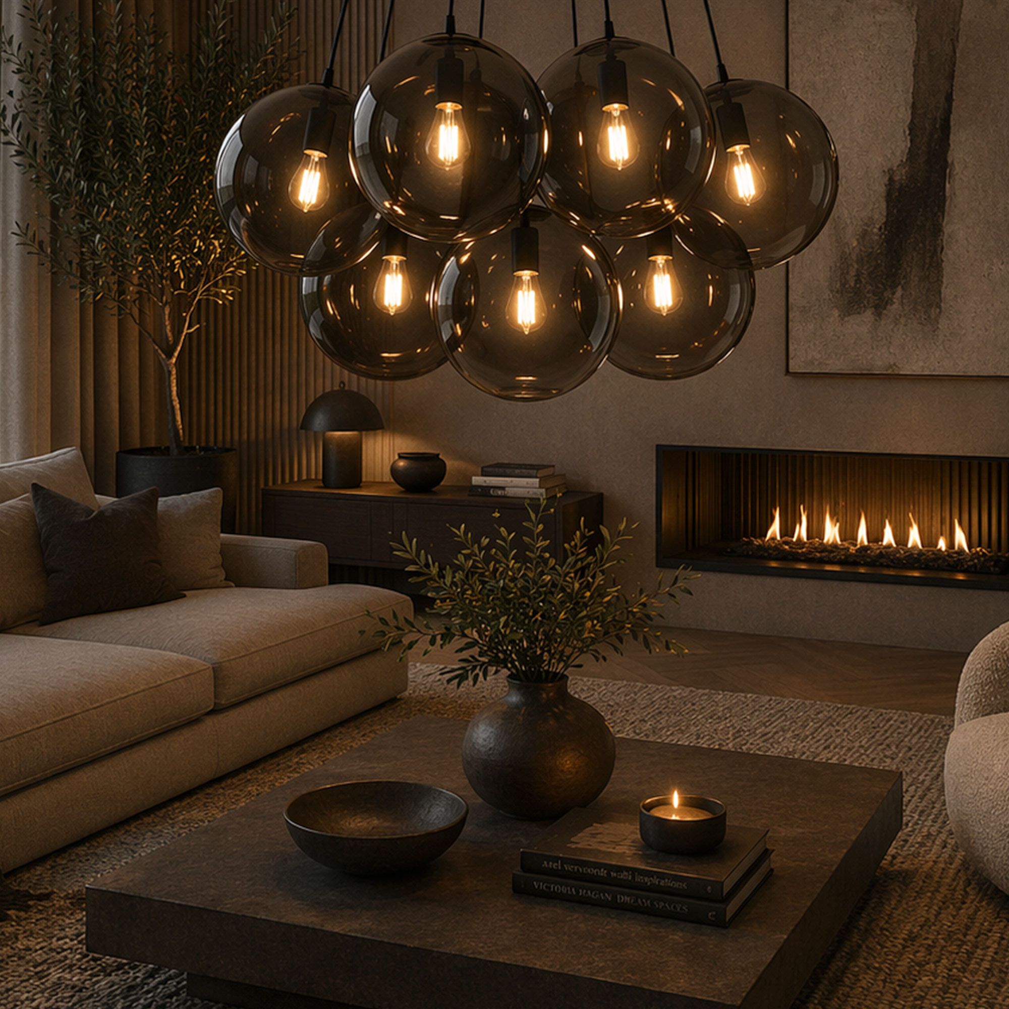 s.luce Orb Cluster Glas - Hängelampe 7 - flammig 7x50cm - 200690 - s.luce® - homecoming lights.