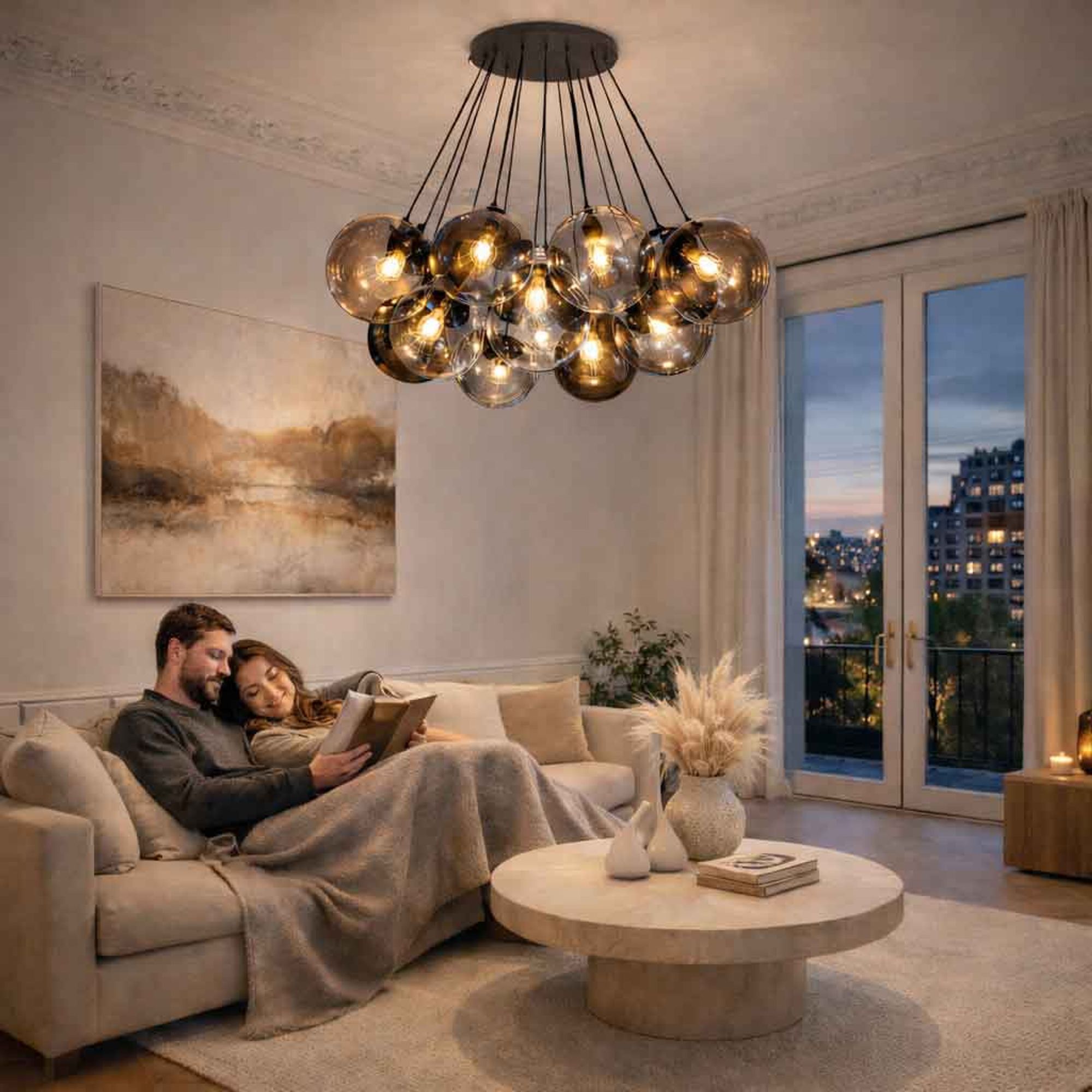 s.luce Orb Cluster Glas - Pendelleuchte 13 - flammig 13x20cm - 200588 - s.luce® - homecoming lights.