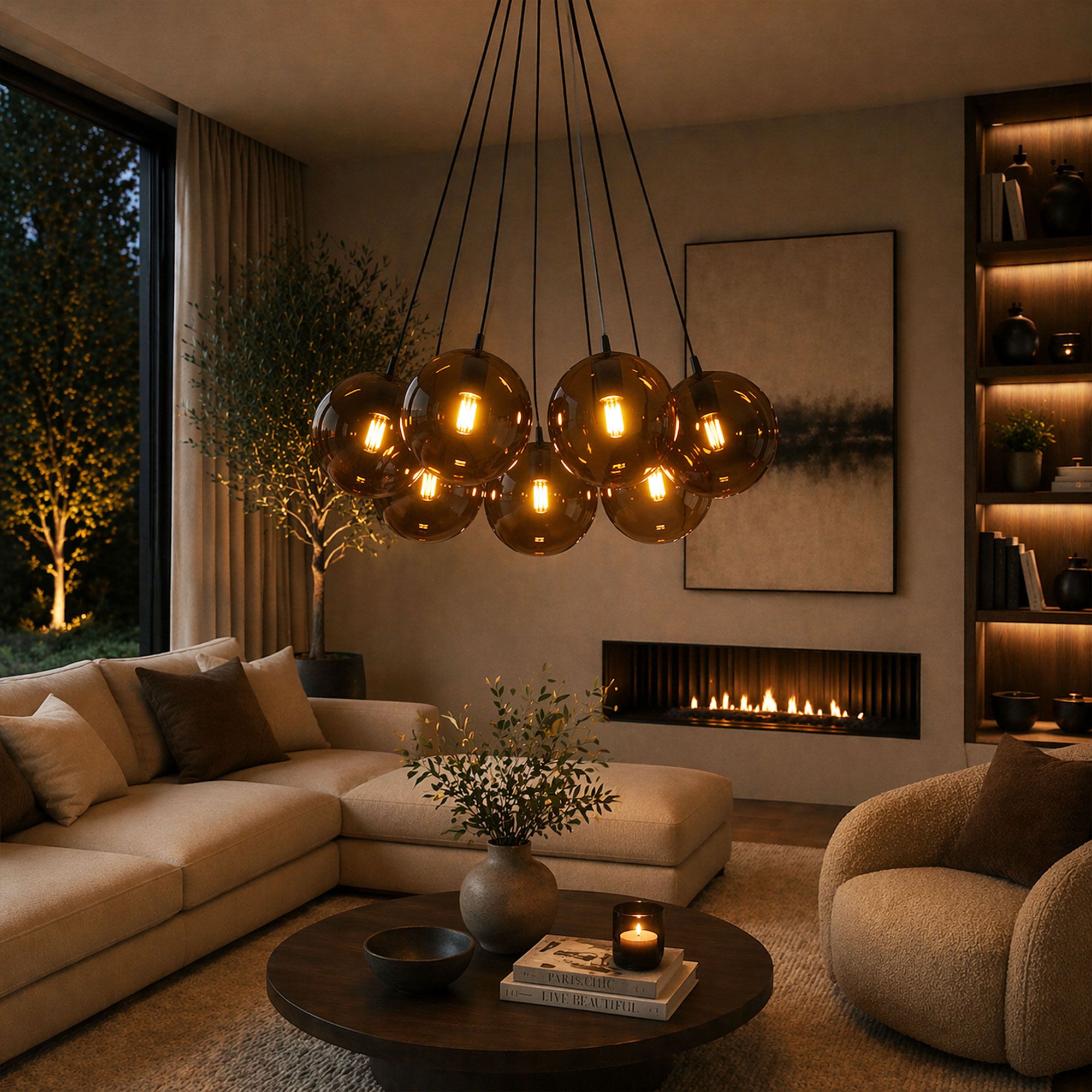 s.luce Orb Cluster Mehrfach - Hängelampe 7 - flammig 7x30cm - 200656 - s.luce® - homecoming lights.