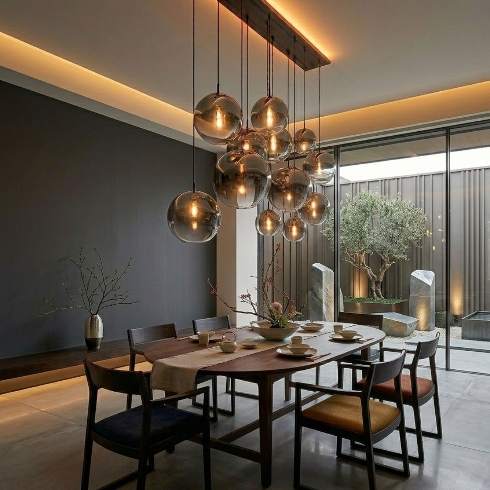 s.luce Orb Esszimmerlampe 12 - flammig 160cm 2 - reihig - 179675 - s.luce® - homecoming lights.