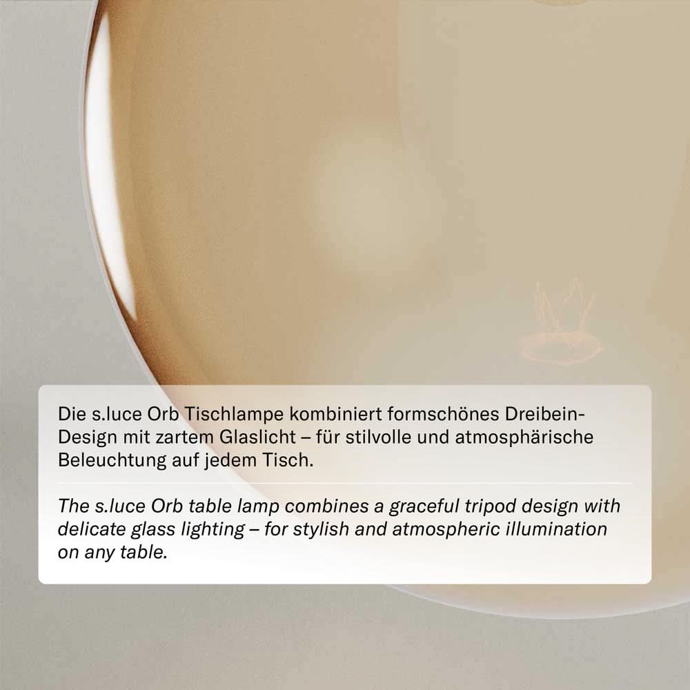 s.luce Orb Axis Glas-Tischlampe Dreibein 20cm