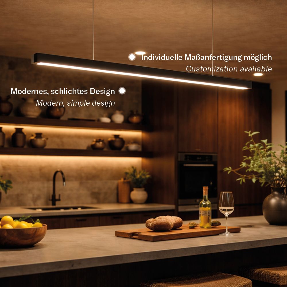 s.luce Oris LED-Linienlampe Büro-Pendelleuchte XL nach Maß 2700K