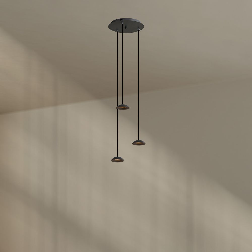 s.luce Santa Air LED Esszimmer-Pendelleuchte 3-flammig Ø 40cm Baldachin