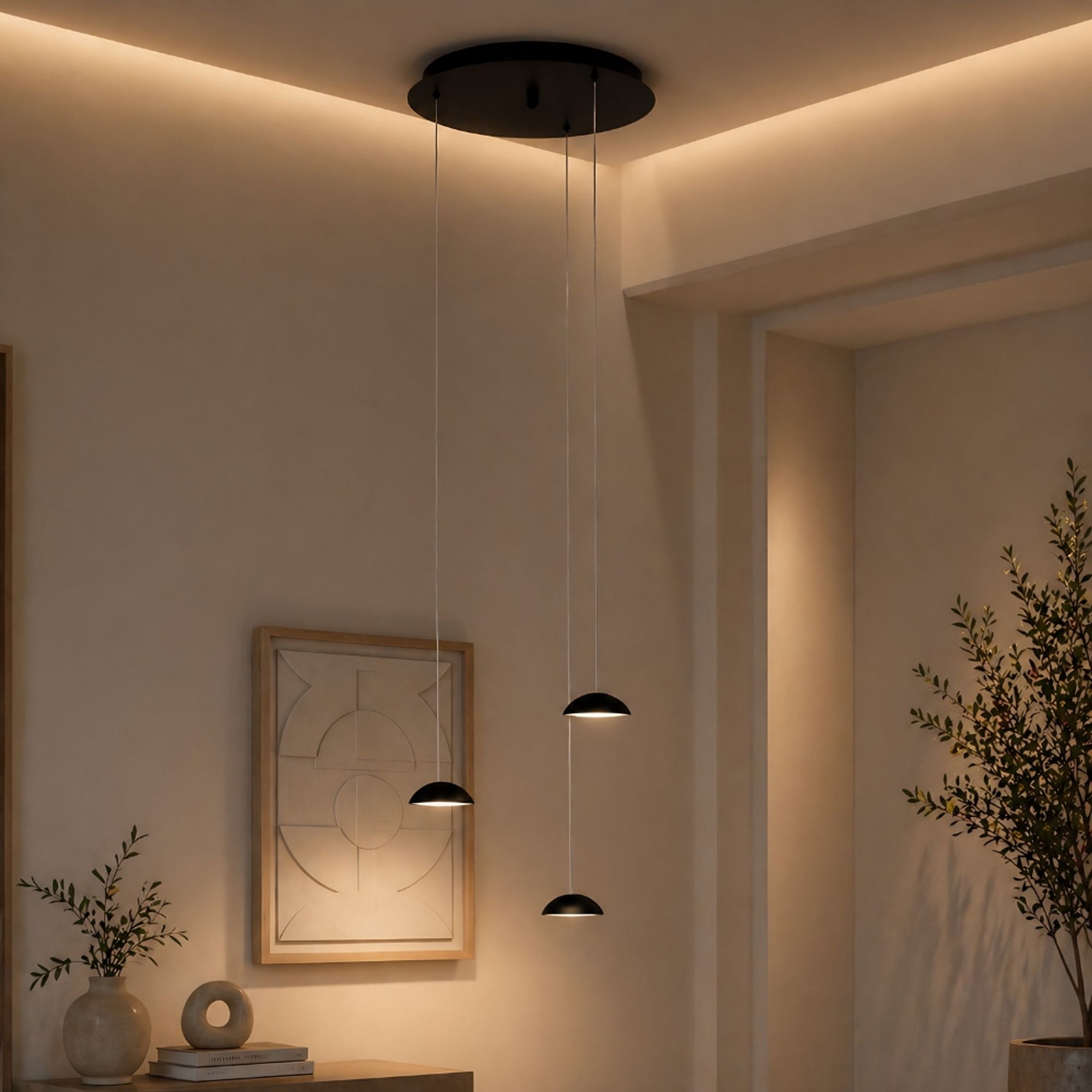 s.luce Santa Air LED Esszimmer - Pendelleuchte 3 - flammig Ø 40cm Baldachin - 194562 - s.luce® - homecoming lights.