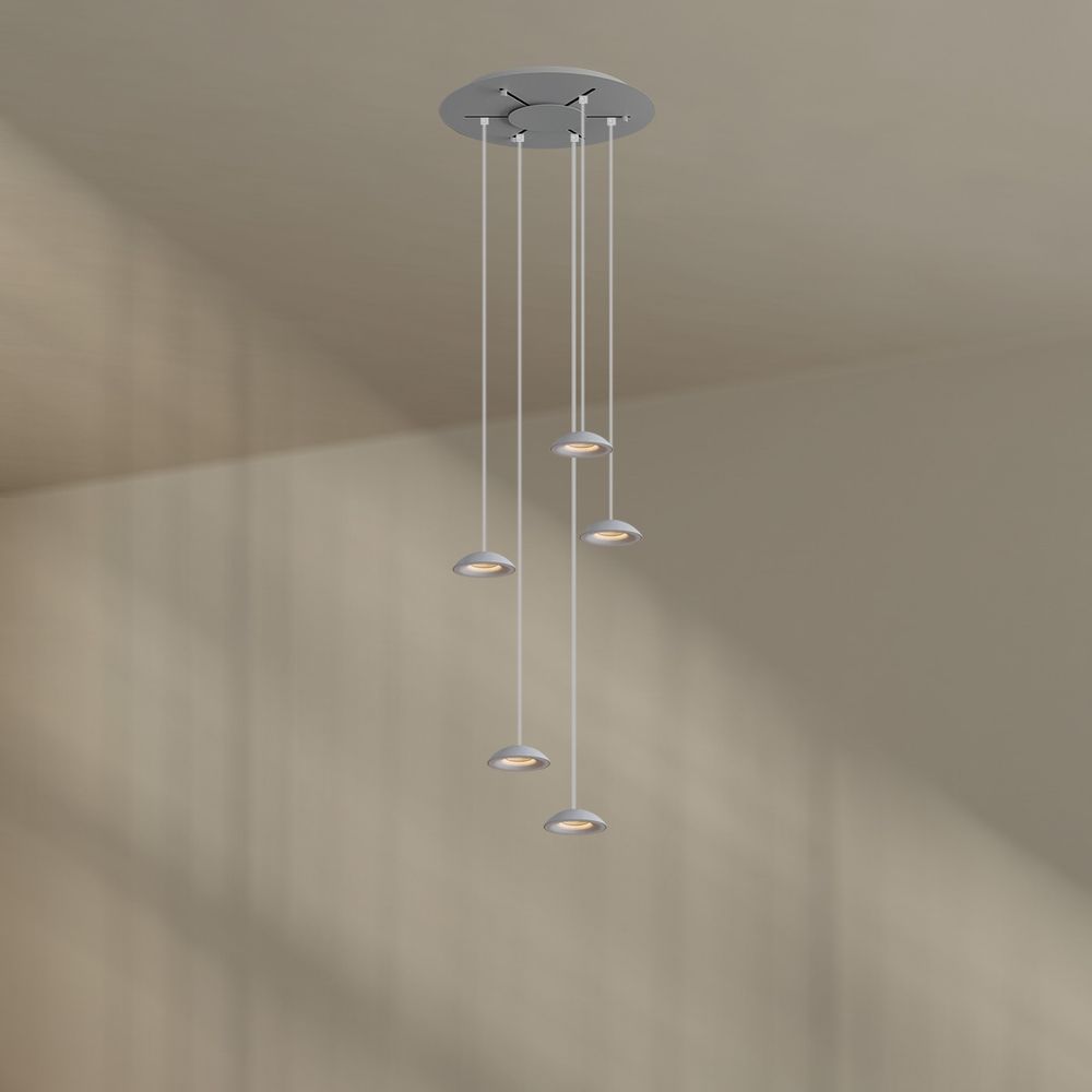 s.luce Santa Air LED Esszimmer-Pendelleuchte 5-flammig Ø 60cm Baldachin