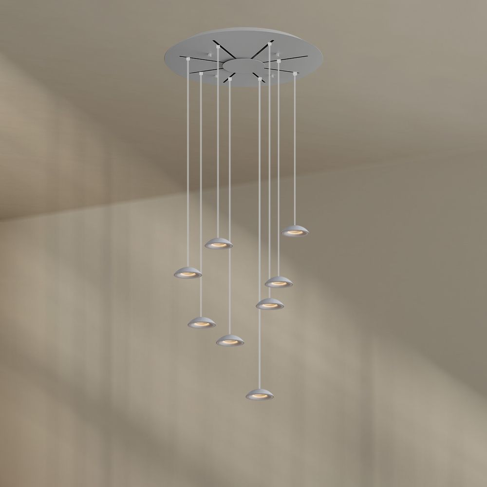 s.luce Santa Air LED Esszimmer-Pendelleuchte 8-flammig Ø 80cm Baldachin