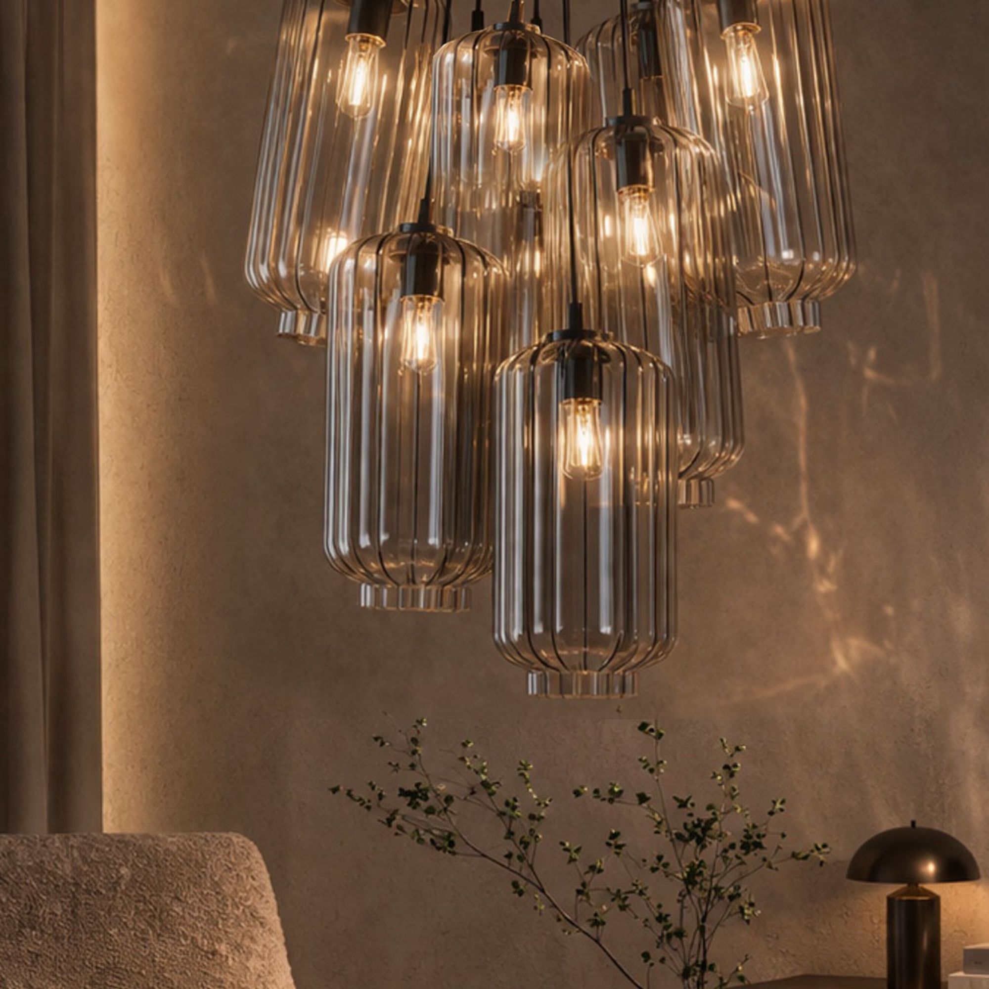 s.luce Velo Cluster Glas - Hängeleuchte 7 - flammig 7x18cm - 200425 - s.luce® - homecoming lights.