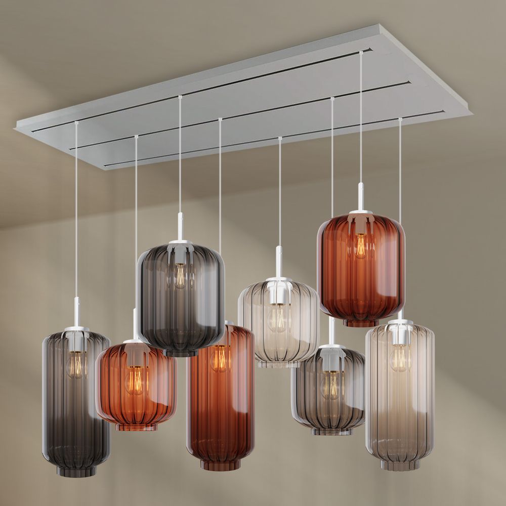 s.luce Velo dining table lamp 8-light 200cm 3-row Ø 18/20/25cm