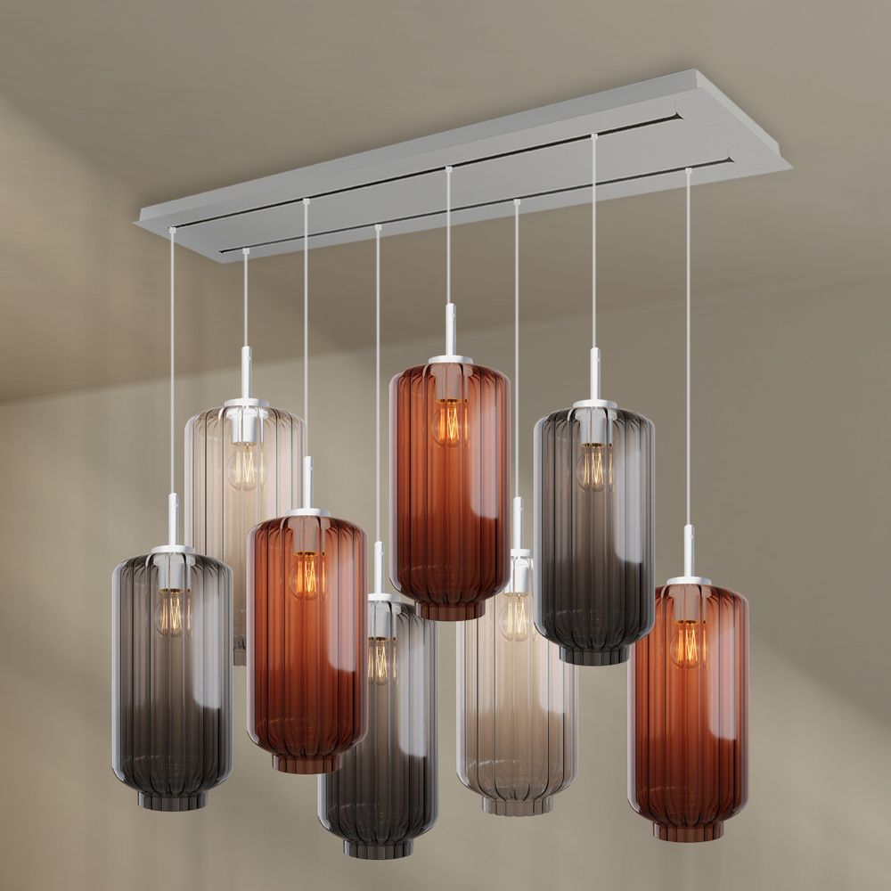 s.luce Velo lampa stołowa 8-światło 160cm 2-rzędowa Ø 18cm