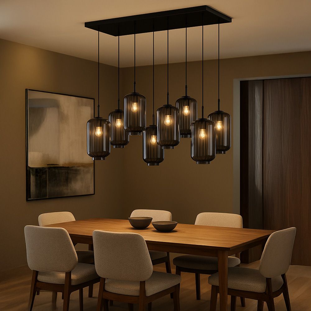 s.luce Velo dining table lamp 8-light 160cm 2-row Ø 18cm