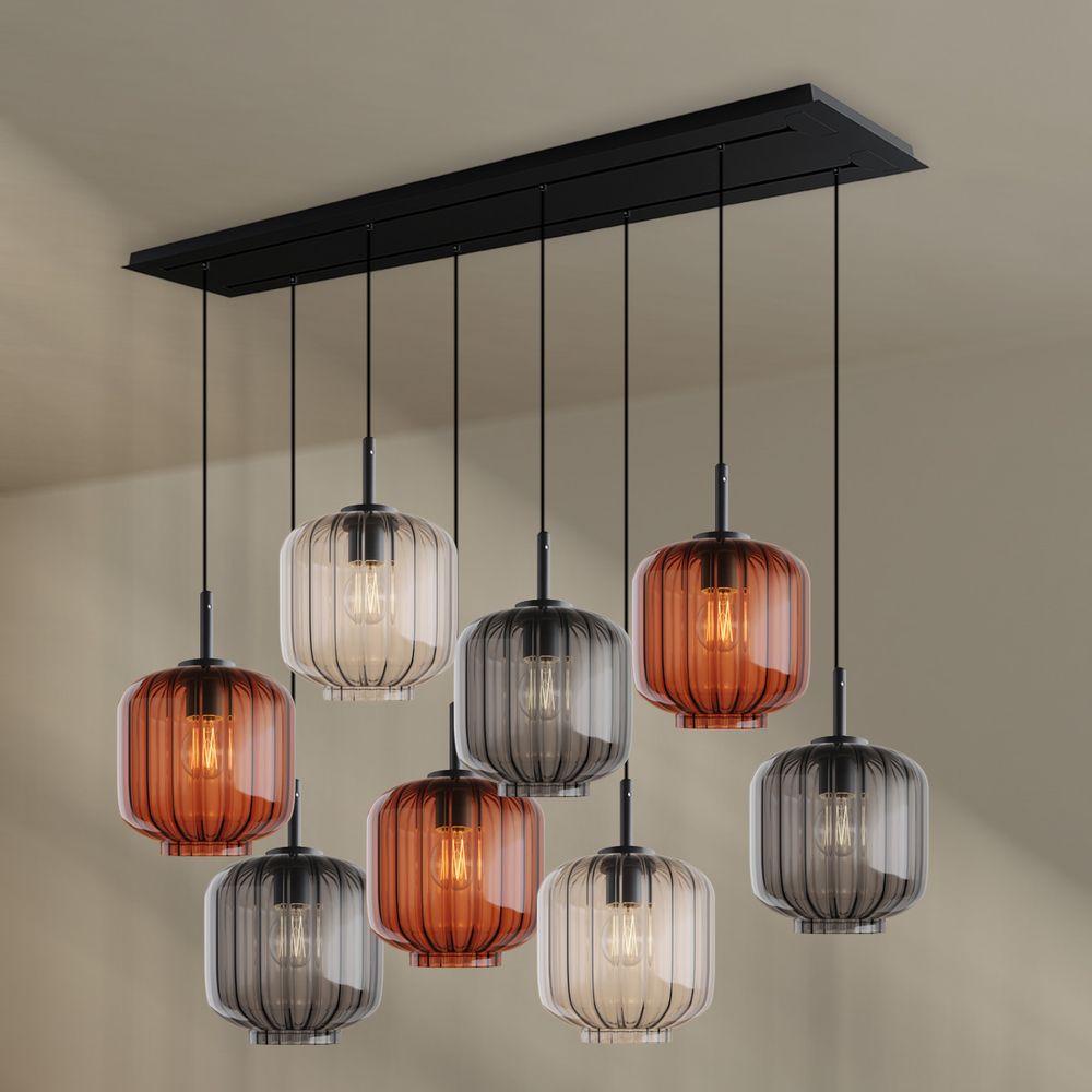 s.luce Velo dining room lamp 8-light 160cm 2-row Ø 20cm