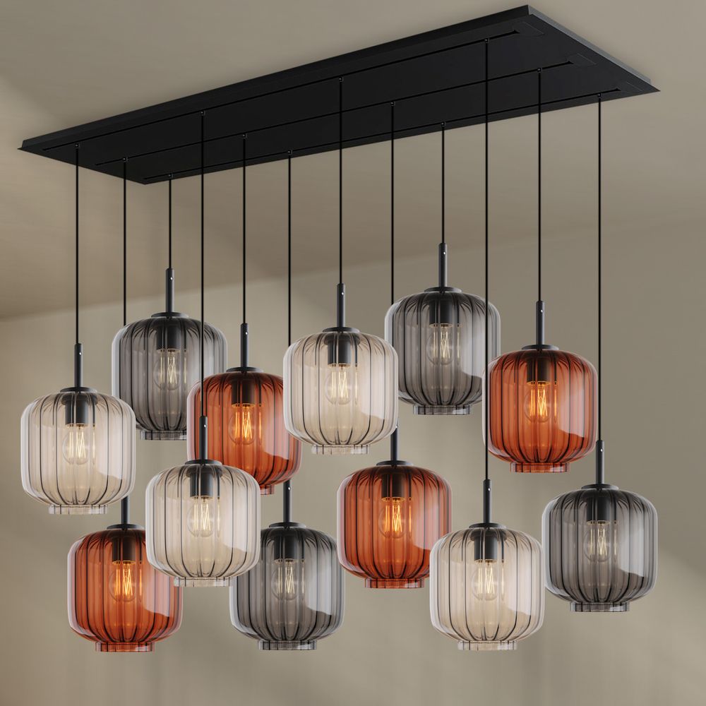 s.luce Velo Esstischlampe 12-flammig 200cm 3-reihig Ø 20cm