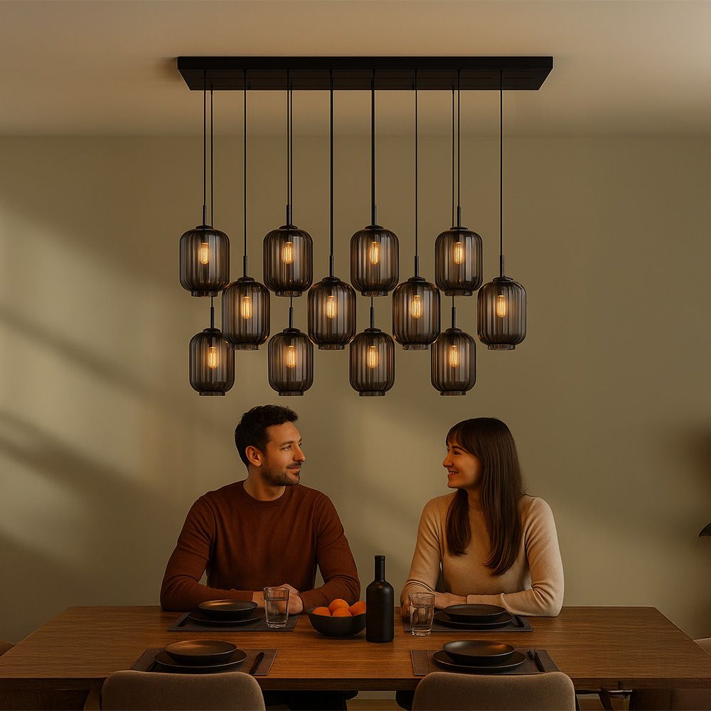 s.luce Velo lampa stołowa 12-światło 200cm 3-rzędowa Ø 20cm