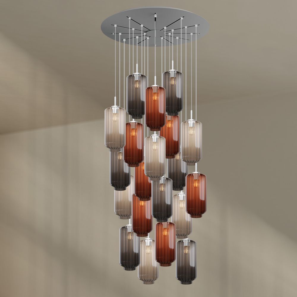 s.luce Velo Lampe à galerie suspendue 20 flammes Ø 120cm Ø 18cm