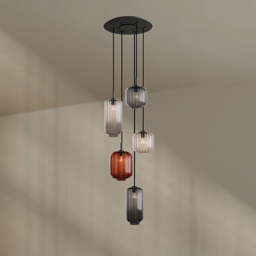 s.luce Velo Galerielampe 5-flammig Ø 60cm Baldachin Ø 18/20/25cm