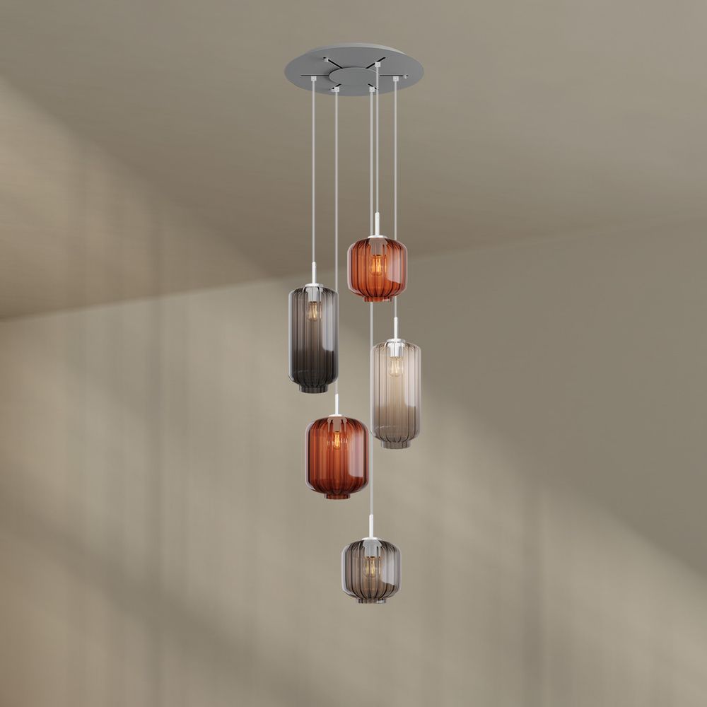 s.luce Velo gallery lamp 5-flame Ø 60cm canopy Ø 18/20/25cm