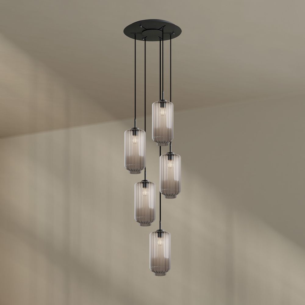 s.luce Velo Galerieleuchte 5-flammig Ø 60cm Baldachin Ø 18cm