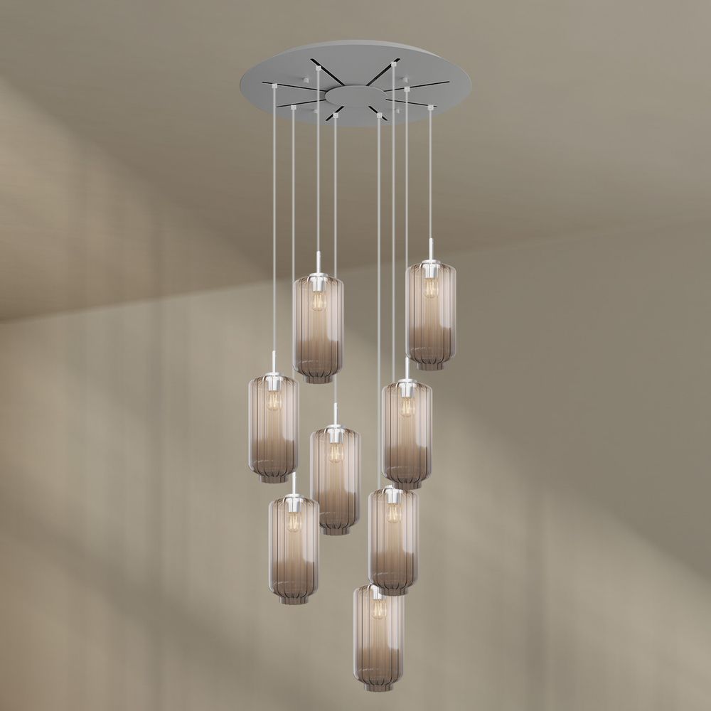 s.luce Velo 8-flammige Galerieleuchte Ø 80cm Baldachin Ø 18cm