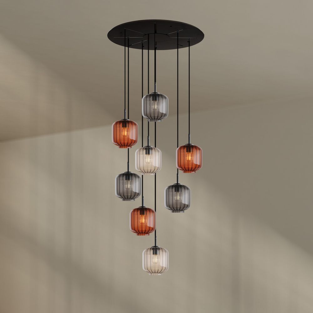 s.luce Velo gallery lamp 8-flame Ø 80cm canopy Ø 20cm