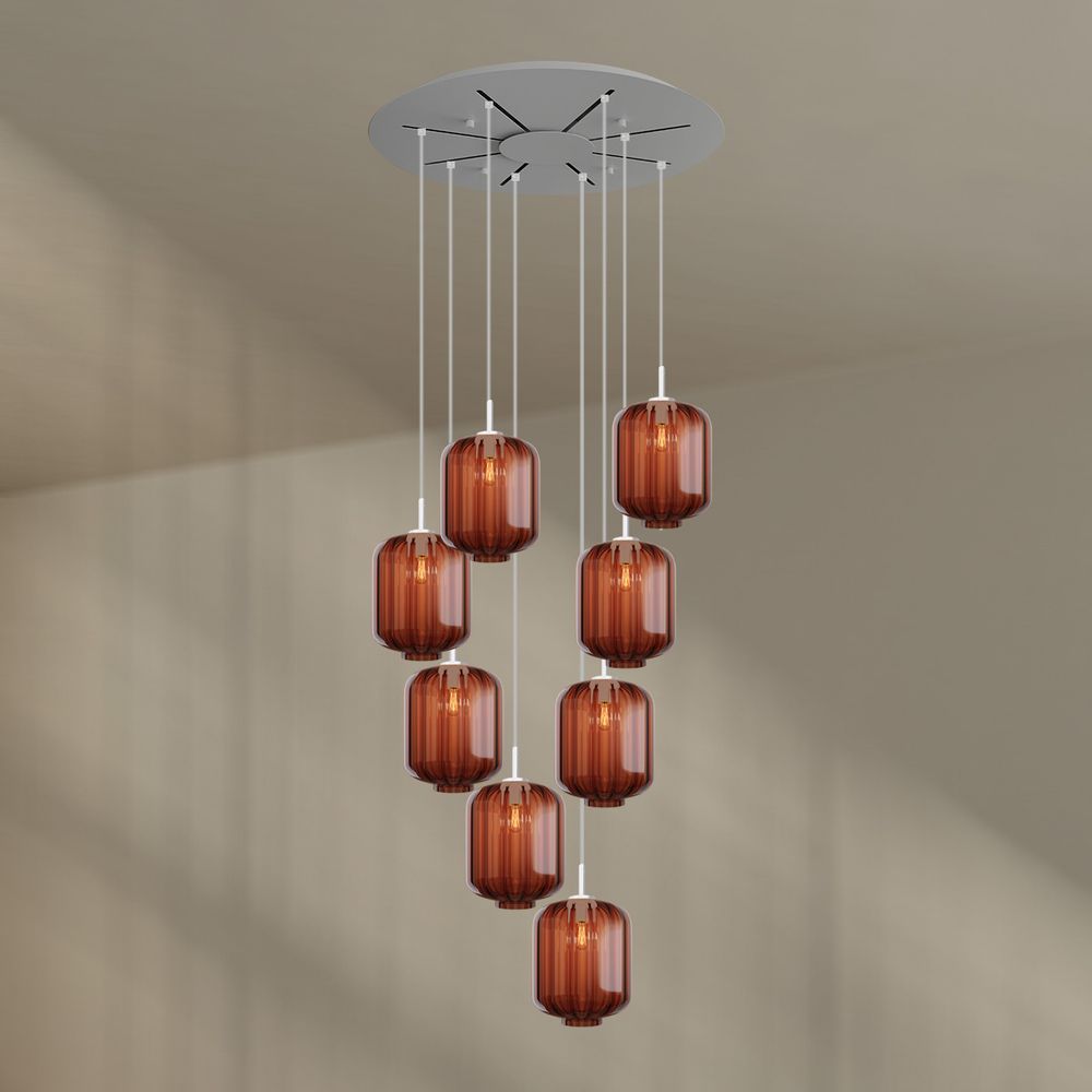 s.luce Velo 8-flammige Galerielampe Ø 80cm Baldachin Ø 25cm