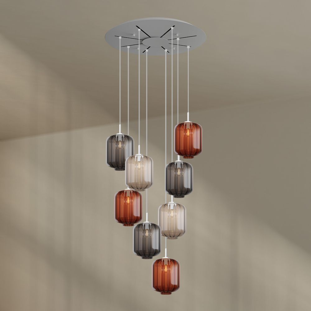 s.luce Velo 8-flammige Galerielampe Ø 80cm Baldachin Ø 25cm