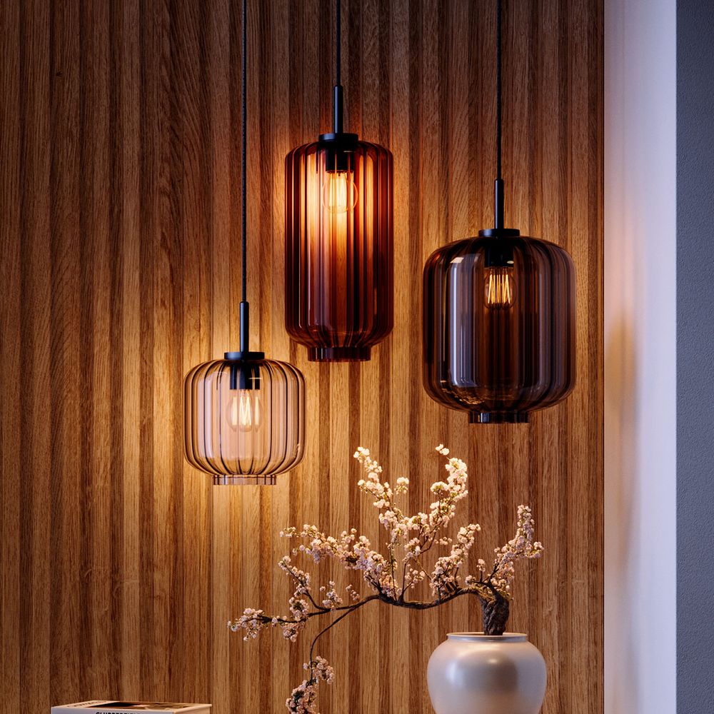 s.luce Velo Glas-Pendelleuchte Aufhängung 150cm Schwarz