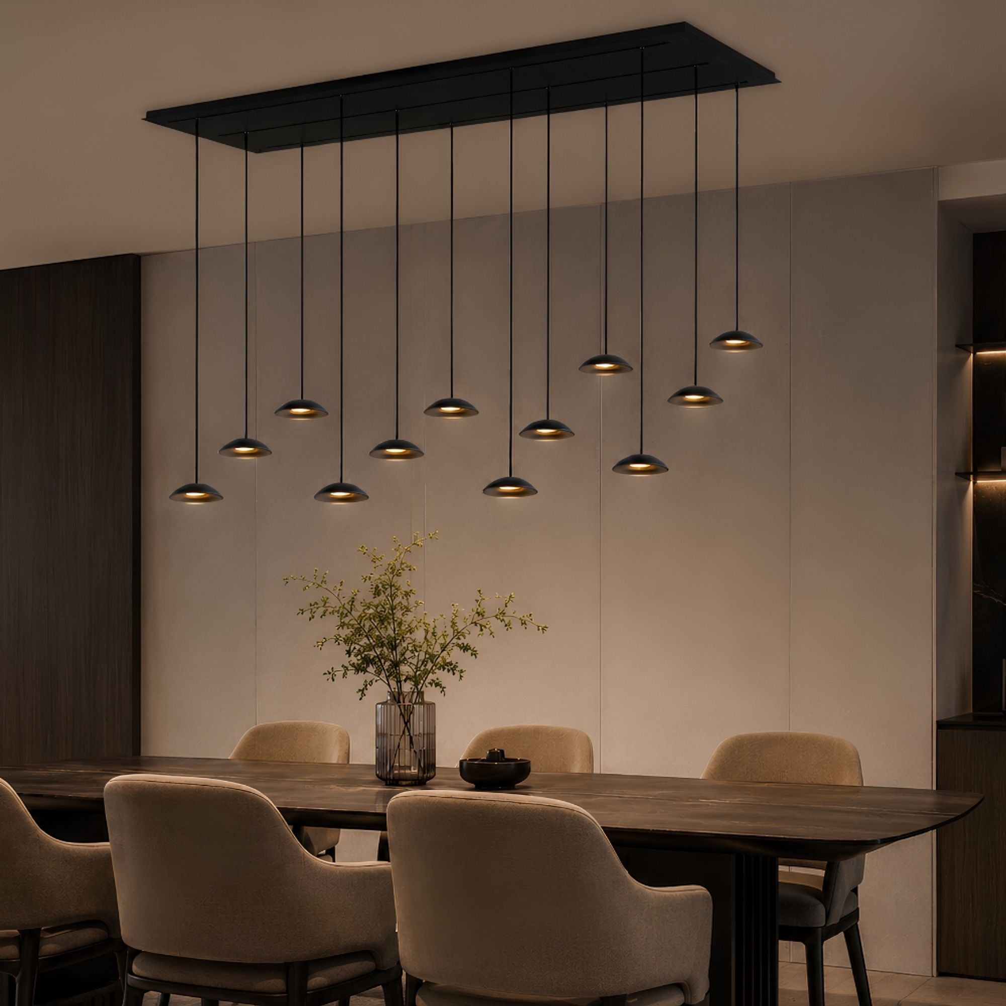 s.luce Santa Air LED Esszimmerlampe 12-flammig 200cm 3-reihig - 194565 - s.luce® - homecoming lights.