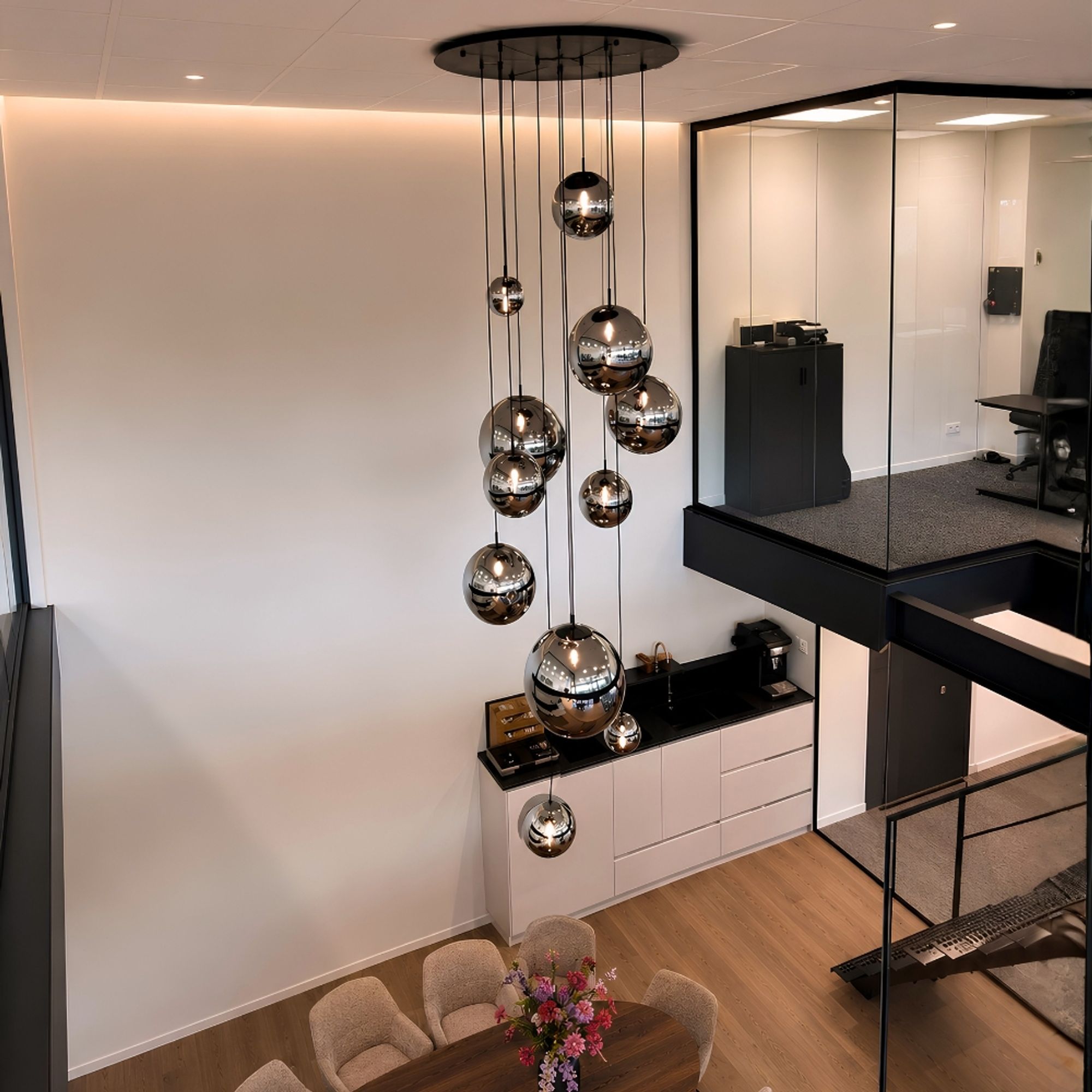 s.luce Orb Glaskugel Galerieleuchte 500cm Aufhängung Schwarz - 189339 - s.luce® - homecoming lights.