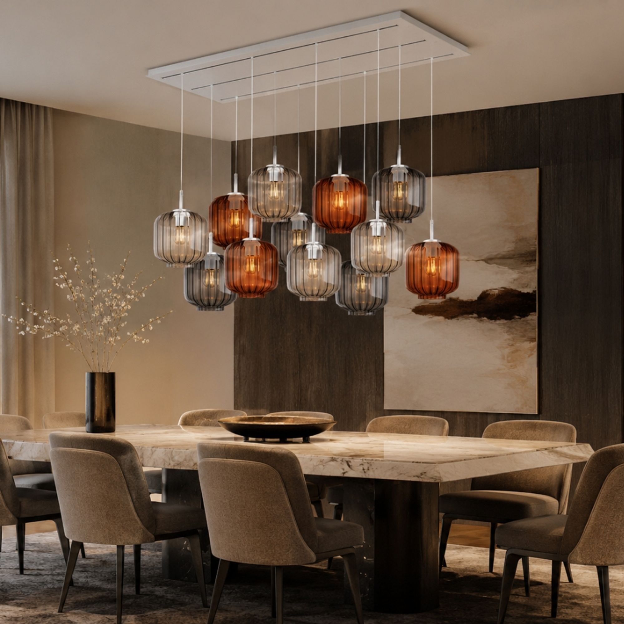 s.luce Velo Esstischlampe 12-flammig 200cm 3-reihig Ø 20cm - 194372 - s.luce® - homecoming lights.