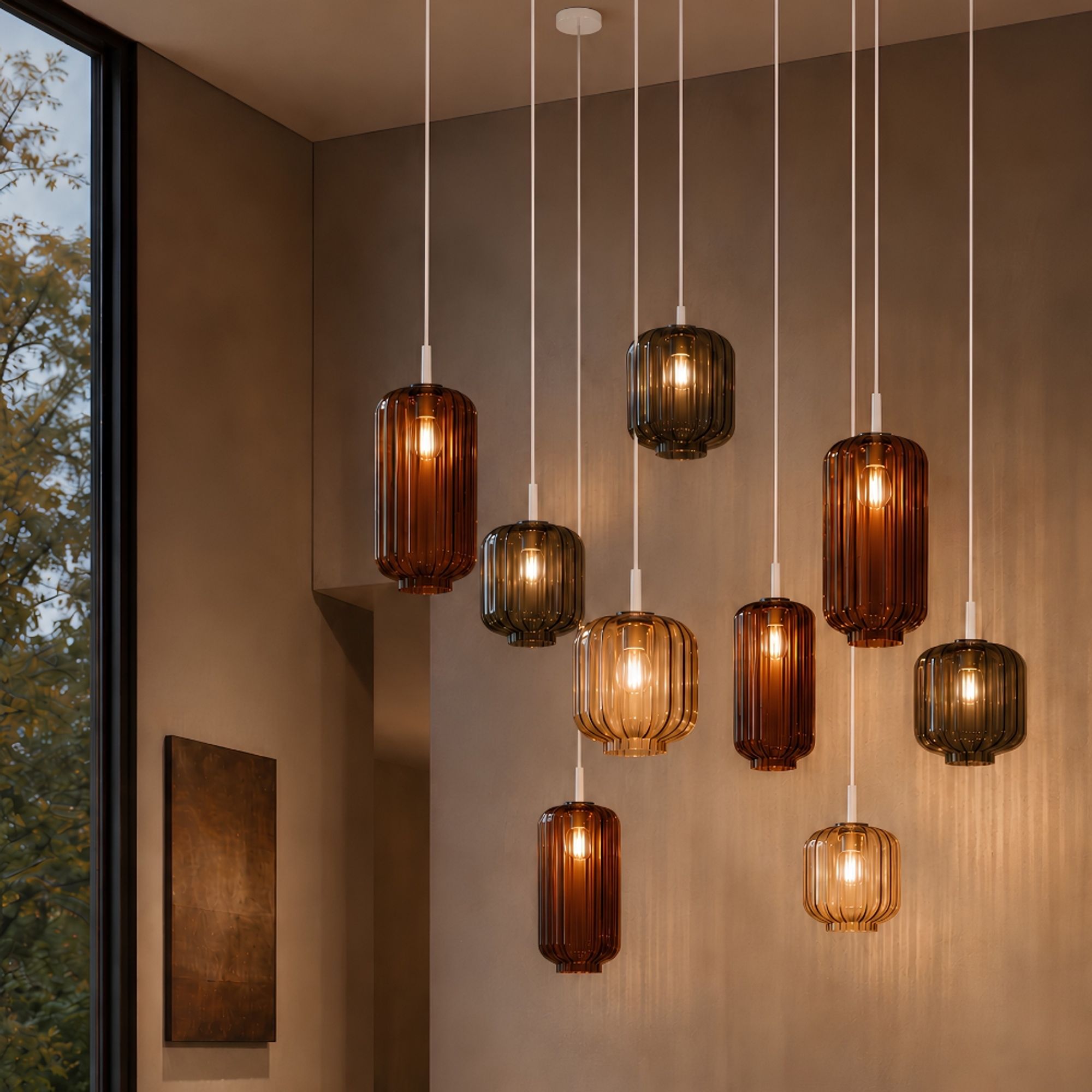 s.luce Velo Galerie Glas-Pendellampe Aufhängung 500cm Weiß