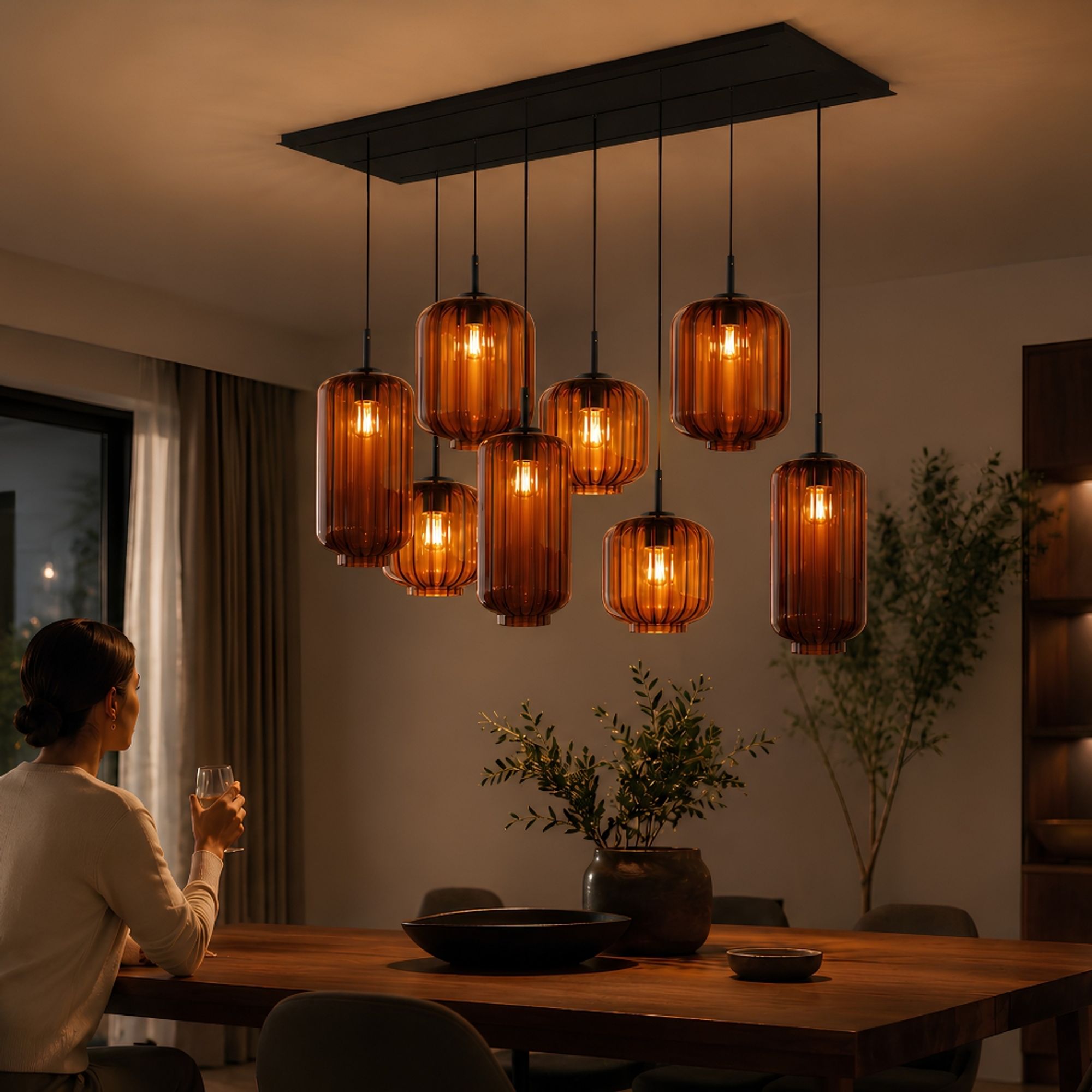 s.luce Velo Esstischleuchte 8-flammig 200cm 3-reihig Ø 18/20/25cm - 194362 - s.luce® - homecoming lights.