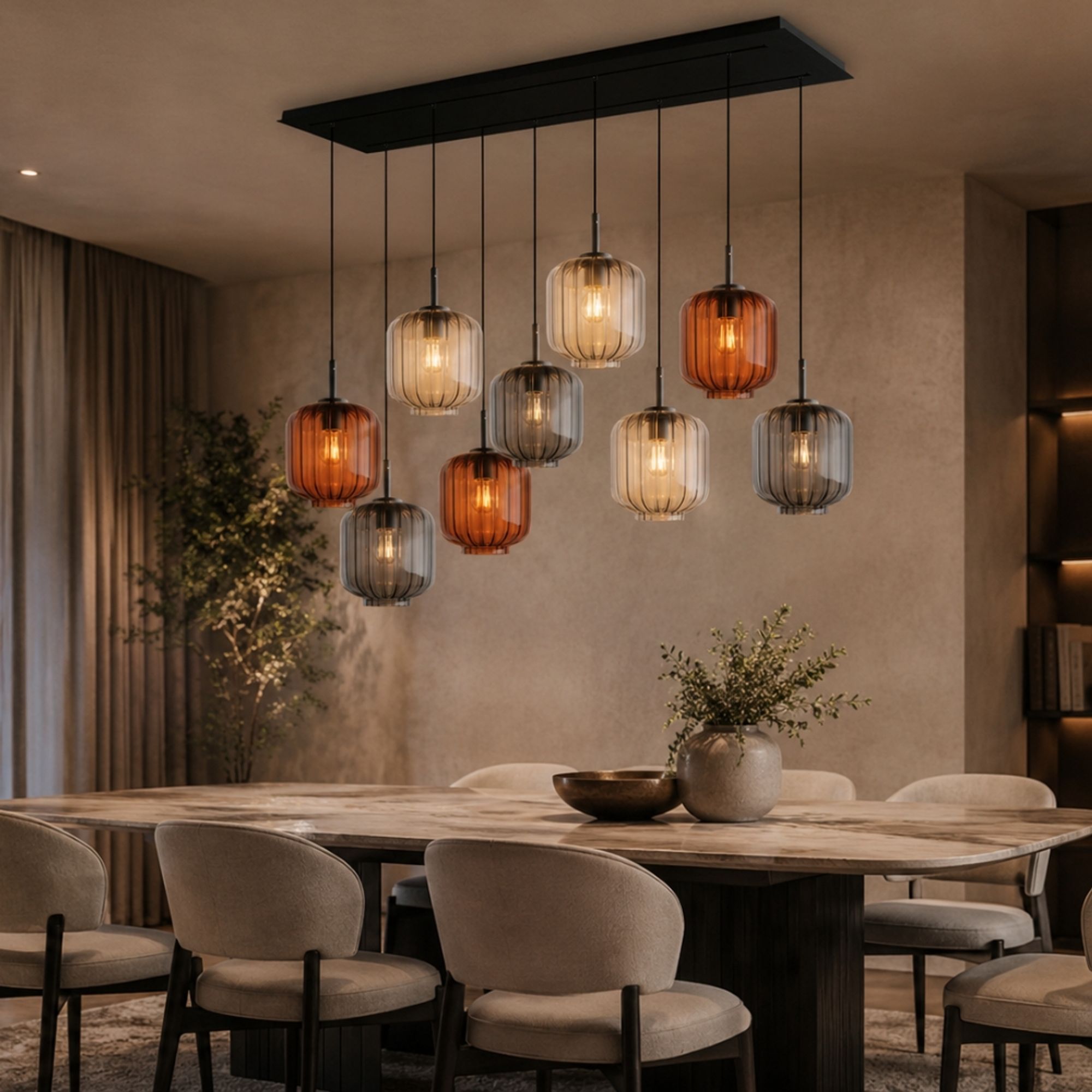 s.luce Velo Esszimmerlampe 8-flammig 160cm 2-reihig Ø 20cm - 191081 - s.luce® - homecoming lights.
