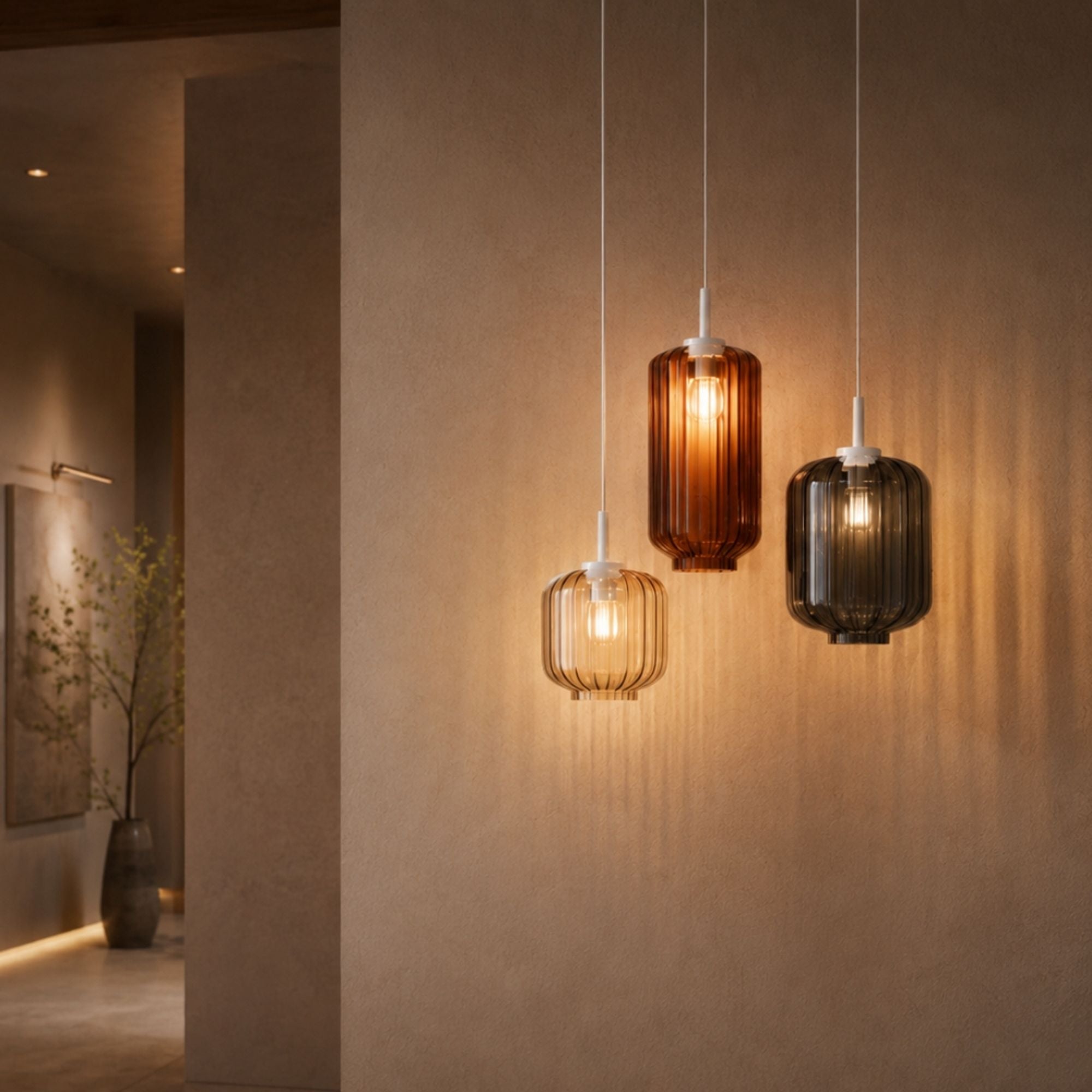 s.luce Velo Glas-Pendelleuchte Aufhängung 150cm Weiß