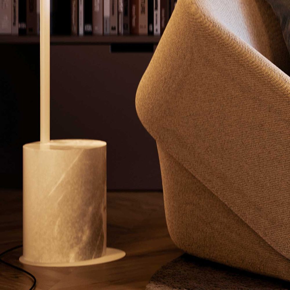 s.luce Ball design arc lamp with modern marble base