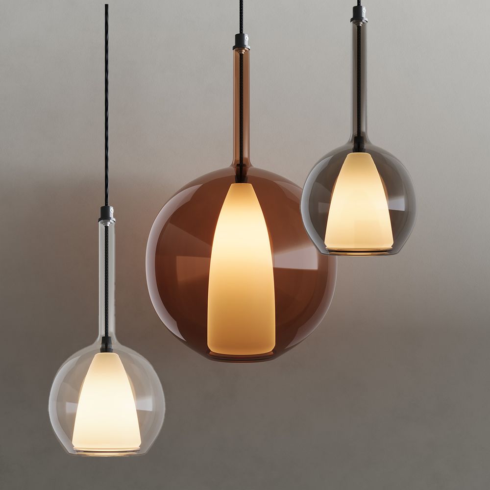 s.luce Belluna glass gallery pendant light 500cm textile cable