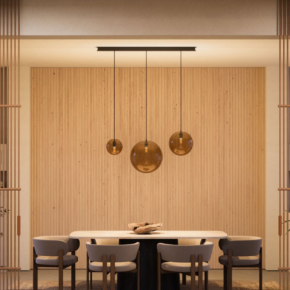 s.luce Orb dining table hanging lamp 3-light 120cm Ø 20/30/40