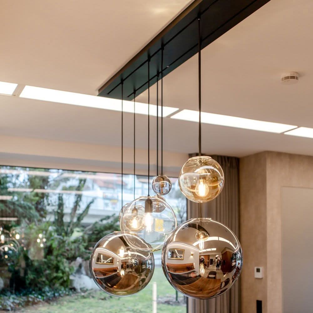 s.luce Orb glass globe gallery light 500cm suspension black