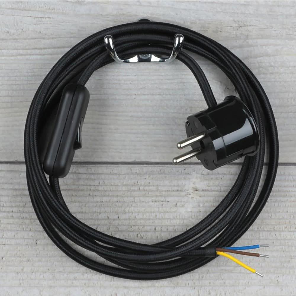 s.luce connection cable textile sheath 3 x 0.75 mm² with switch and plug
