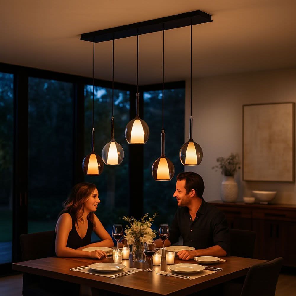 s.luce Belluna dining table hanging lamp 5-flame 160cm canopy