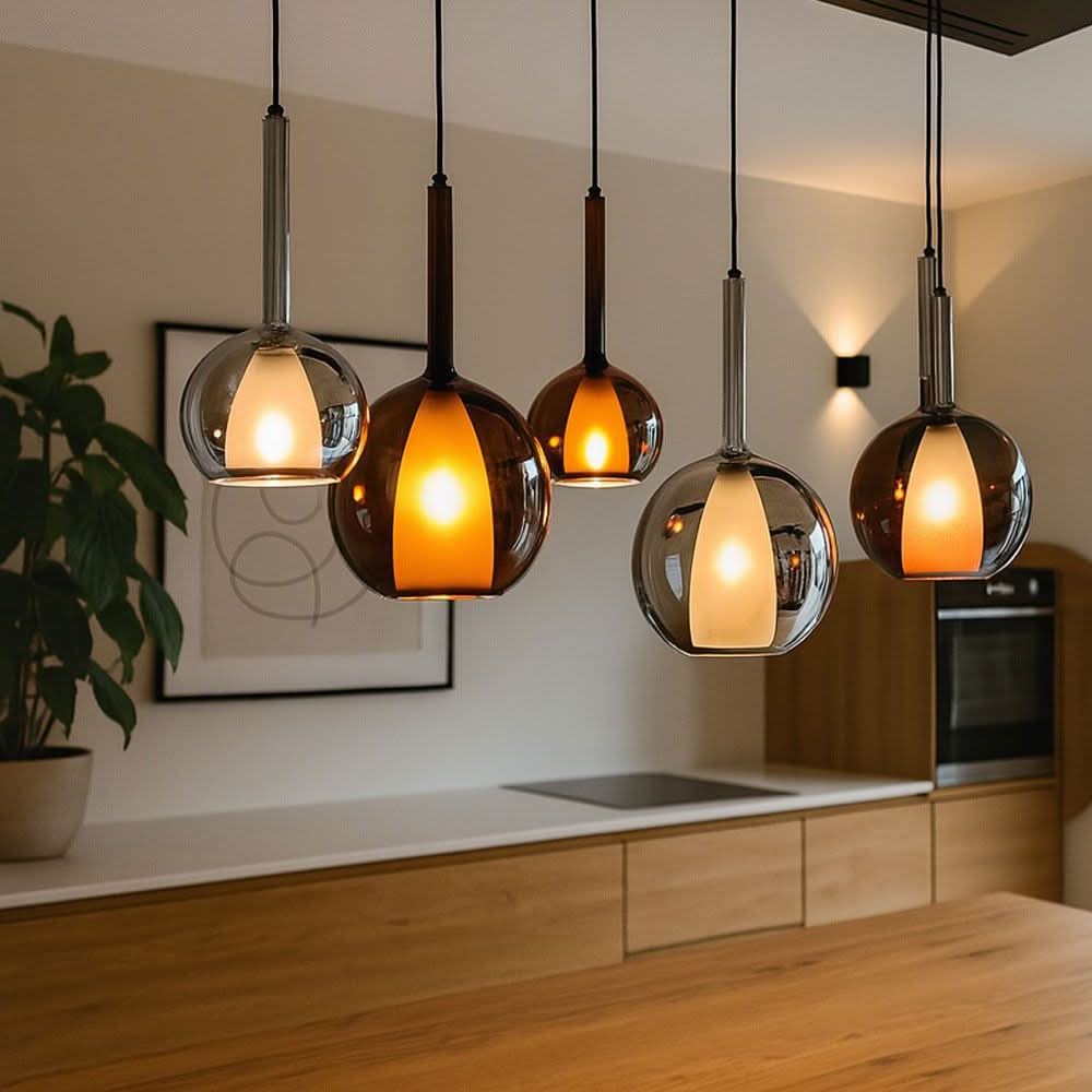 s.luce Belluna dining table lamp 5-flame 160cm 2-row