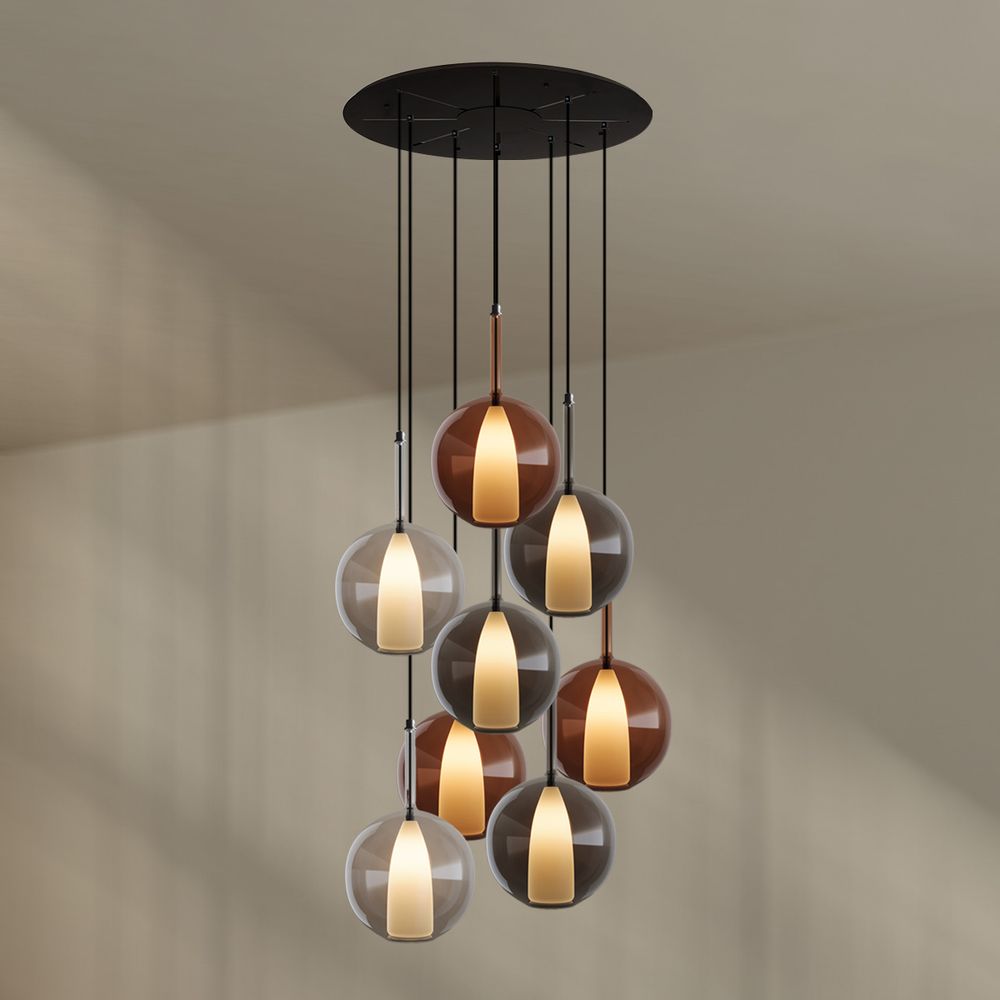 s.luce Belluna gallery light 8-flame Ø 80cm canopy