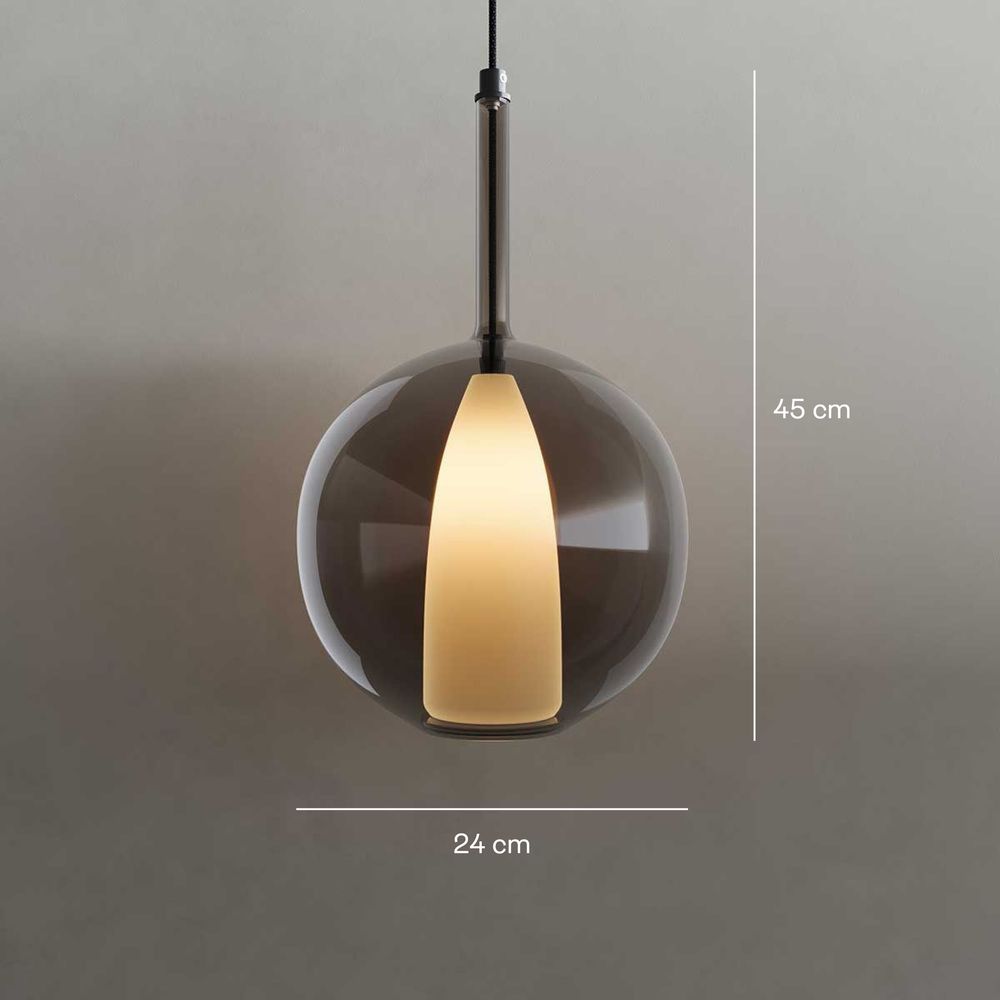 s.luce Belluna glass pendant light 150cm textile cable